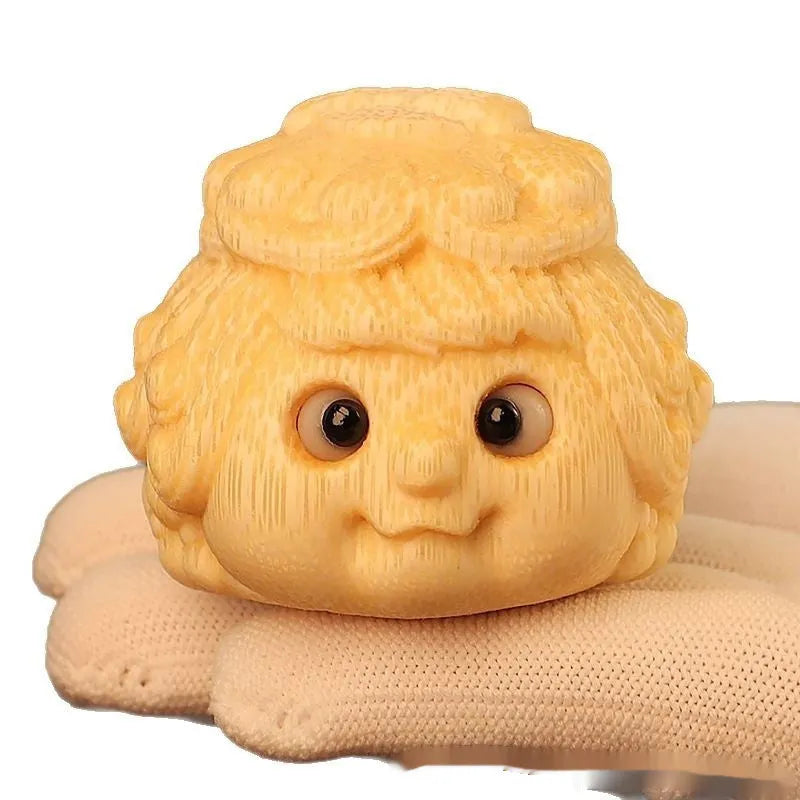 Solid bamboo golden toad princess ornament with cute style design for household display