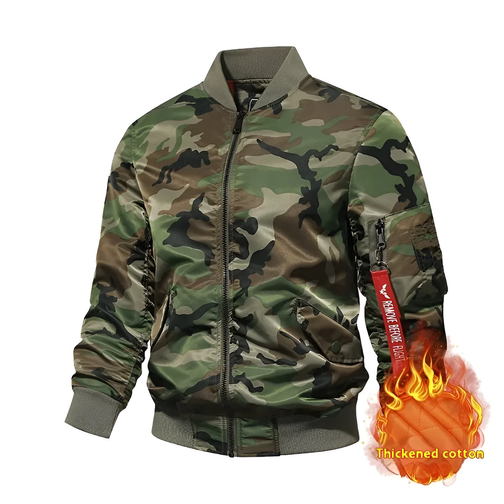 Men's thickened camouflage plus size coat with long sleeves and side pockets in autumn winter style