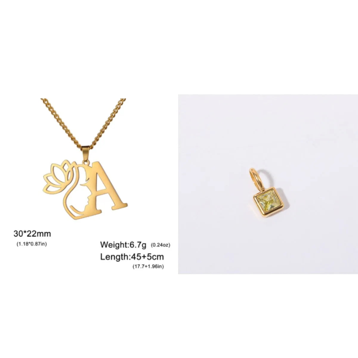 Stainless steel cross chain necklace with pendant in gold or steel colour