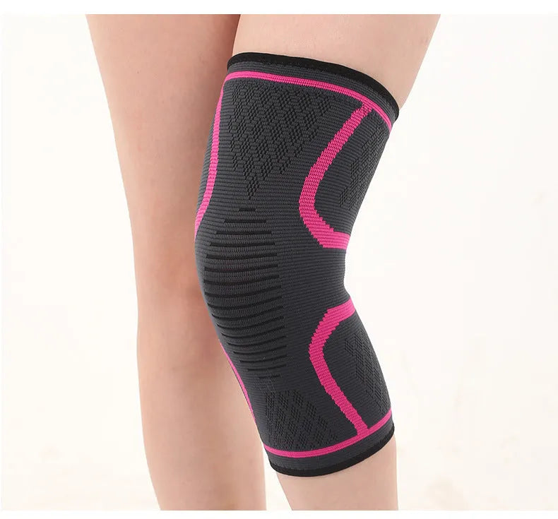 Double corrugated non-slip sports knee pads in various colours on a grey background.