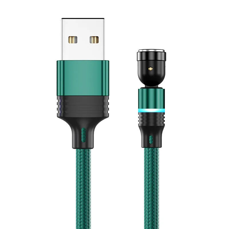 540 degree rotating magnetic suction charging cable for Type C Android, black 1m length, with magnetic head attached