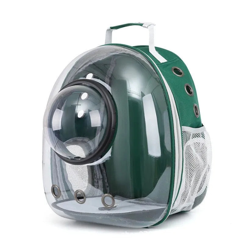 Grey PC hard-sided pet carrier bag with side-opening door, medium size for cats.