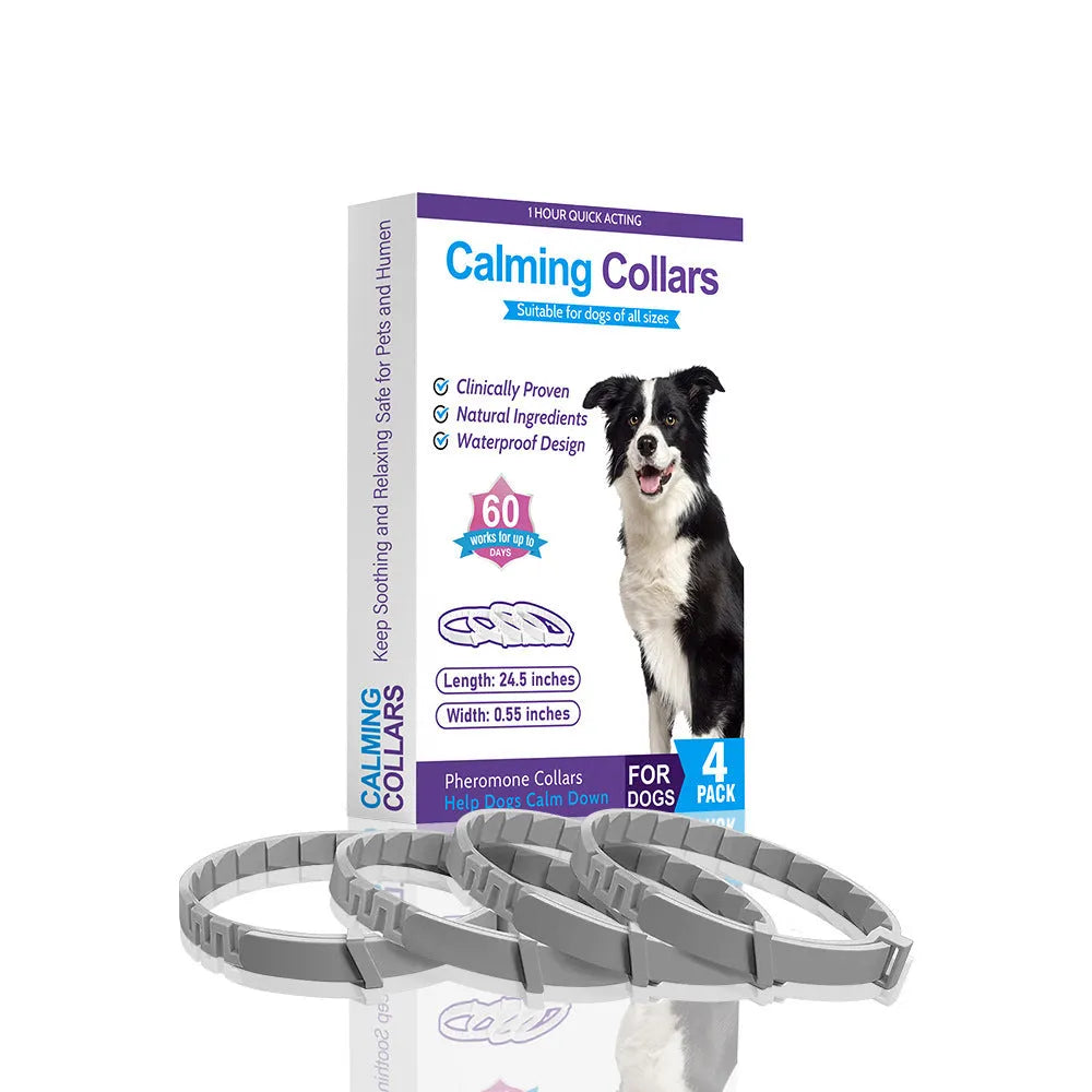 Four Chinese style monochrome pattern dog collars for anxiety relief in different colours