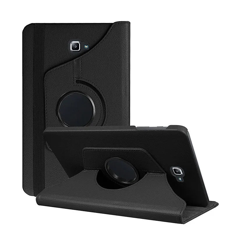 iPad 1 rotating leather protective case in clamshell design showing multiple colour options.