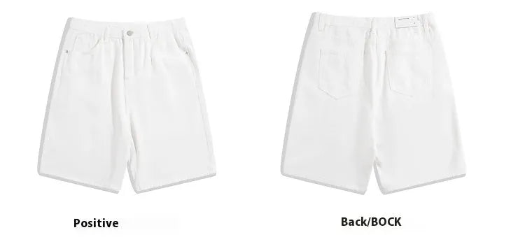 Men's light blue denim shorts with a straight-leg cut and five-point design on a mid-waist.