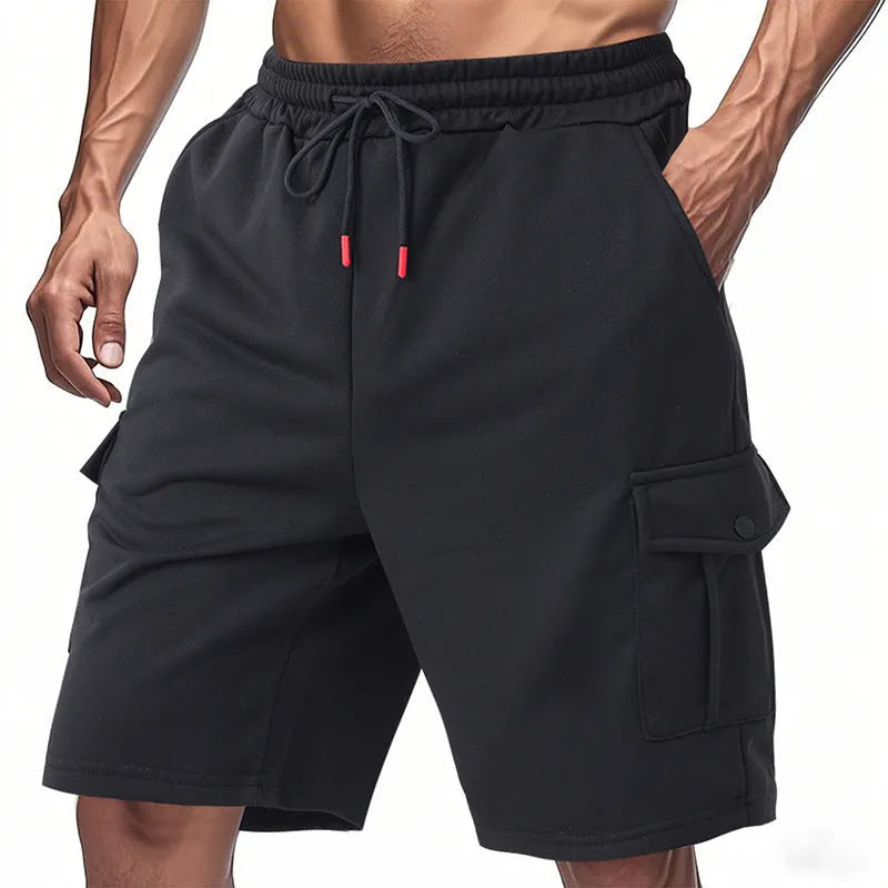 Men's heavy loose casual multi-pocket cargo shorts in ring fabric available in three colours