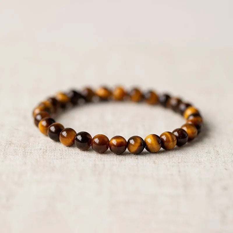 Single circle Buddha rosary bracelet with tigereye dzi bead in ethnic style