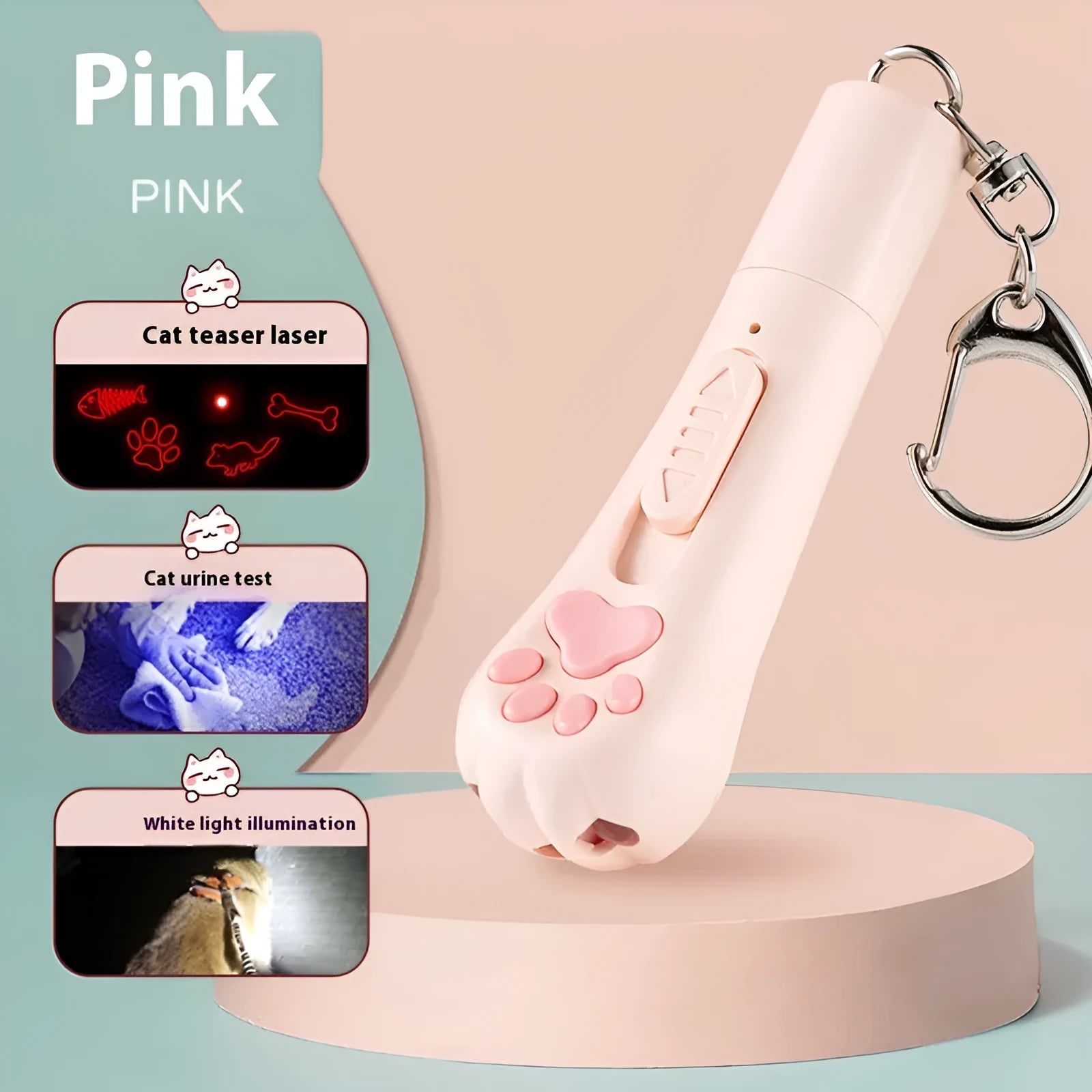 USB rechargeable cat teaser toy with self-moving mechanism and catnip-scented feather attachment