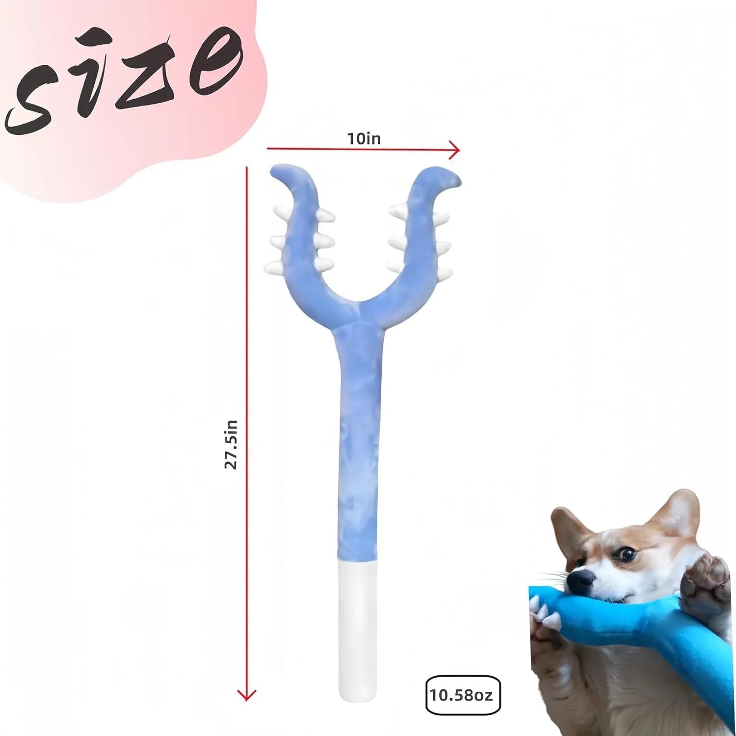 Blue plush cat wand toy extended to 70cm length with soft head for interactive pet play