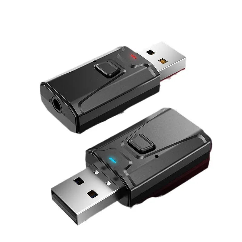 Bluetooth 5.0 car adapter receiver USB and 3.5mm interface in black colour