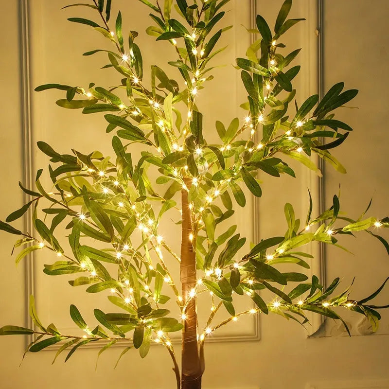 1.8 metre tall artificial olive tree lamp with 210 warm lights for outdoor courtyard decoration