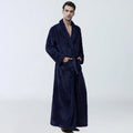 Men's winter coral fleece cardigan nightgown in gray, long sleeves, soft flannel knit for warm sleep