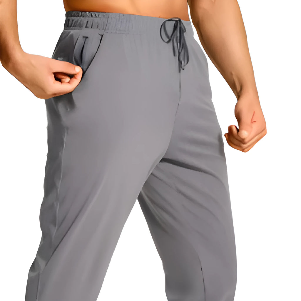 Men's loose casual trousers in solid colour with straight-leg fit, available in multiple size options
