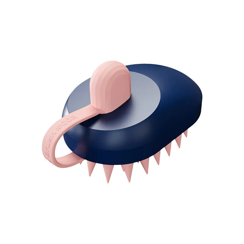 Soft silicone pet hair remover and massage brush for dogs in blue colour with ABS handle.