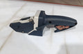 Blue aluminium alloy woodworking cutter with TPR plastic handle and a measuring scale.