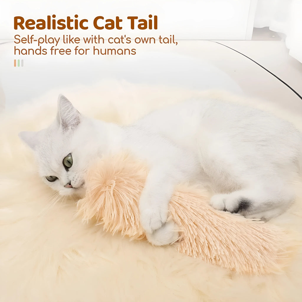Blue plush cat chew toy pillow measuring 27cm long on a white background.