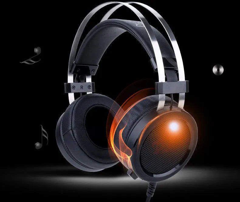 Black wired computer gaming headset with 3.5mm plug and 2-metre cable for desktop use