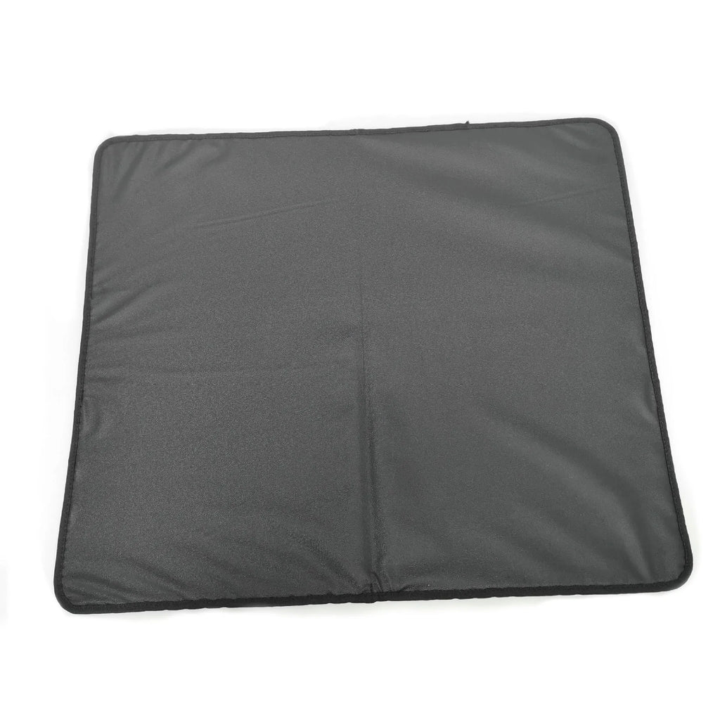 Double-layer EVA cat litter mat in black with honeycomb texture, 1.5cm thick, placed under a litter tray