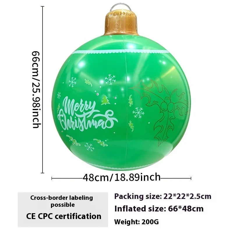 Inflatable PVC Christmas ball decoration for outdoor garden use with hand pump