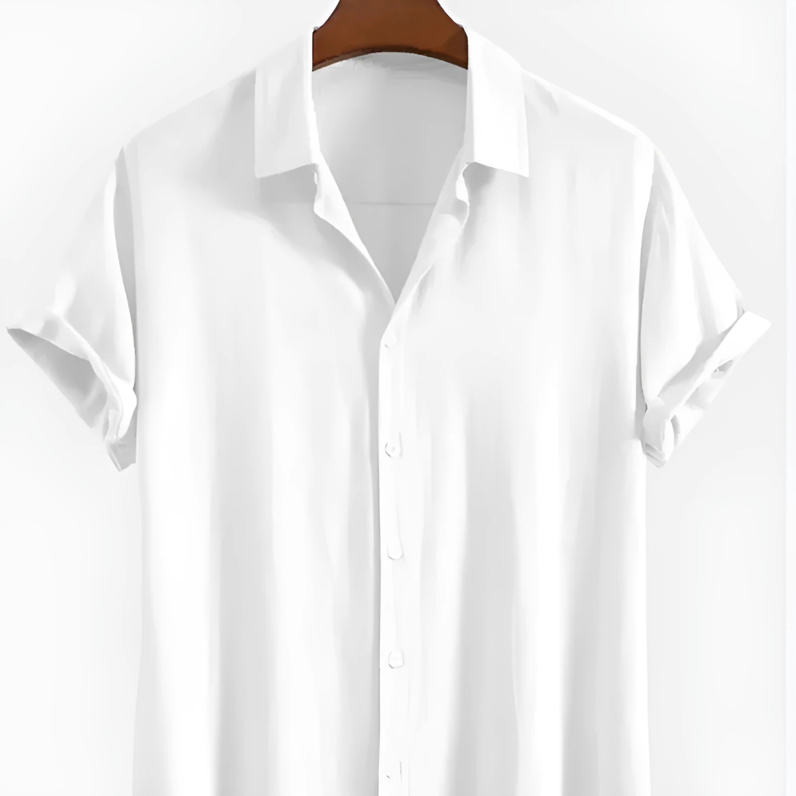 Men's loose casual cardigan in black, green, or white solid colours with short sleeves