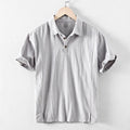 Men's cotton linen loose fit casual shirt in solid colours with Asian sizing options