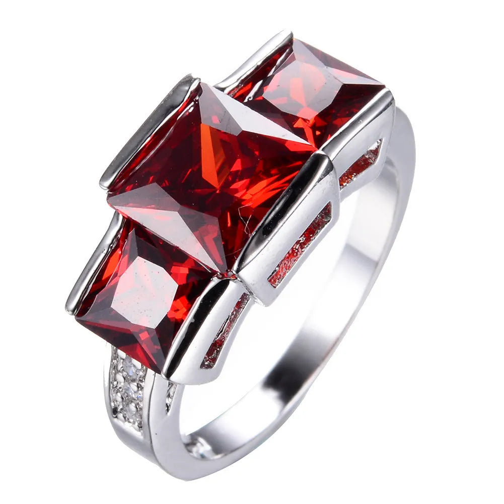 Copper women's ring with electroplated colour finish in geometric design showing multiple colour options