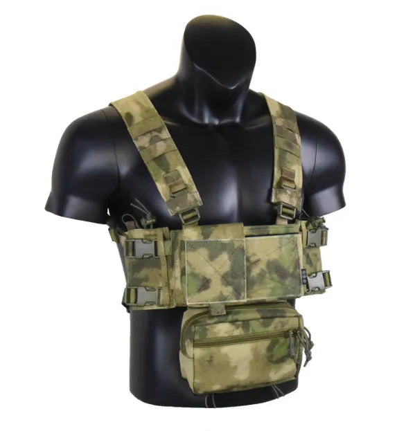 Multifunctional expandable breathable chest mount vest in Cordura fabric with side straps, one size unisex design