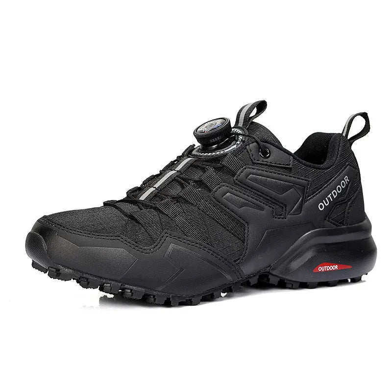 Men's lightweight hiking shoes with elastic band closure in synthetic leather and rubber sole