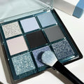 MUGELEEN nine-colour eye shadow palette 08 showing matte and shimmer blue smoked tones