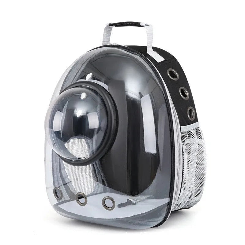 Grey PC hard-sided pet carrier bag with side-opening door, medium size for cats.