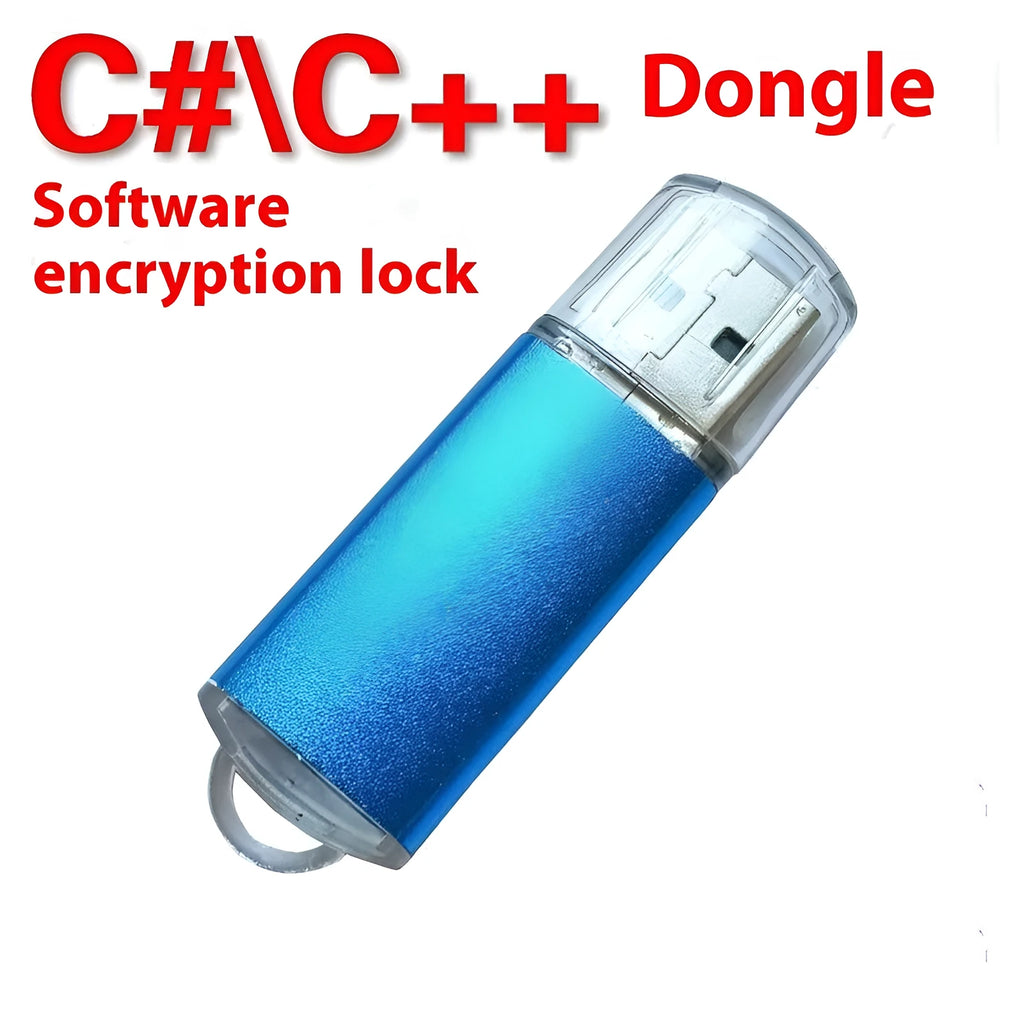 USB software encryption dongle with metal shell in seven colour options showing compact 50mm design