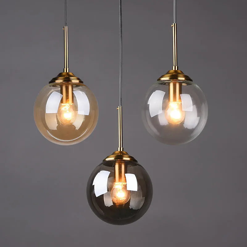 Modern round glass ball chandelier ceiling light in Nordic style with spherical glass elements