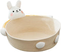 Cotton rope woven cat bed with scratching board rabbit motif for indoor cats