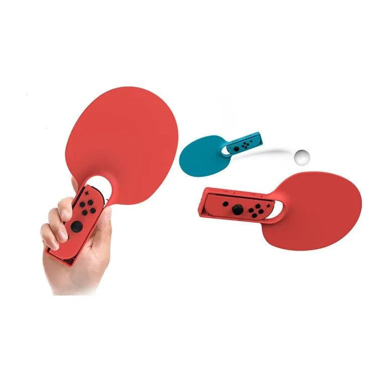 Pair of blue and red ABS Joy Con racket grips for Nintendo Switch table tennis game