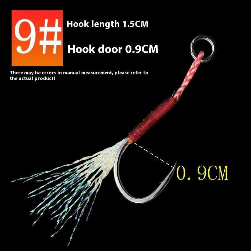 Bright wire iron plate single fishing hook for boat and sea fishing, shown in sizes No. 9 to No. 14.