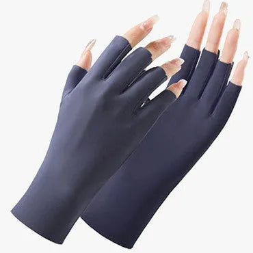 Women's UPF50 ice silk sun protection gloves in multiple colours for driving and gardening