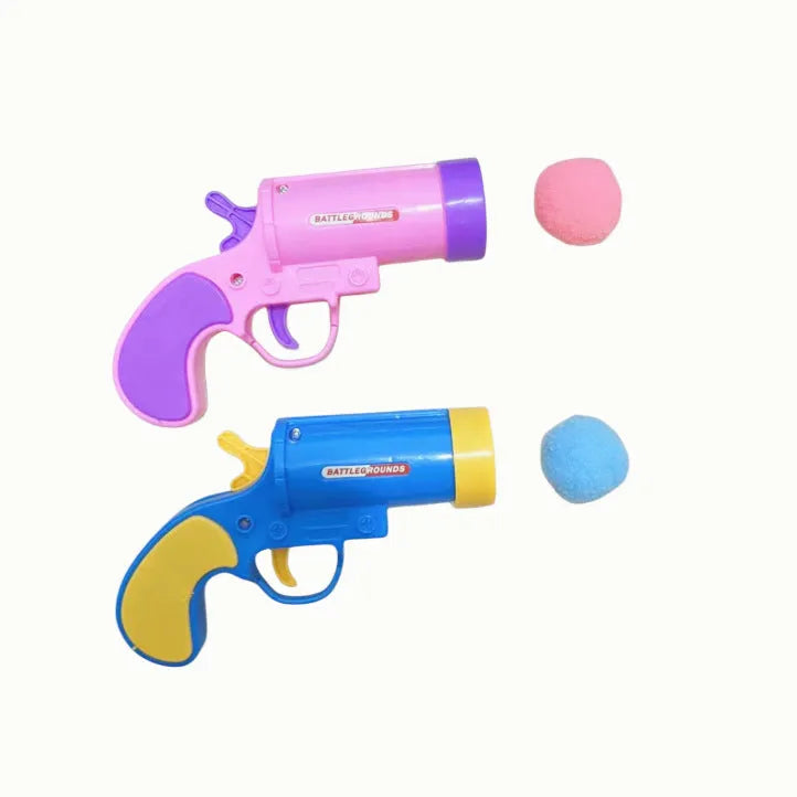Cat toy pompons gun mute ball polyester interactive set with firing gun for indoor play