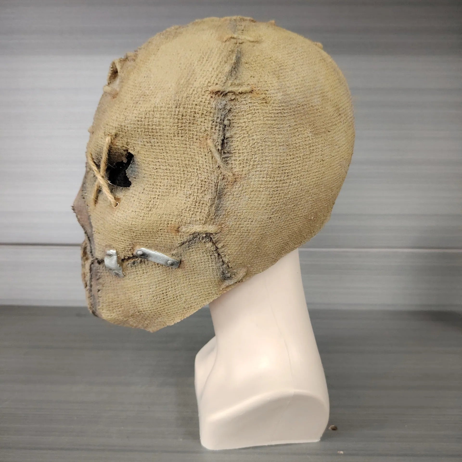 Latex horror mask head cover featuring scar skull design for Halloween and holiday costume events