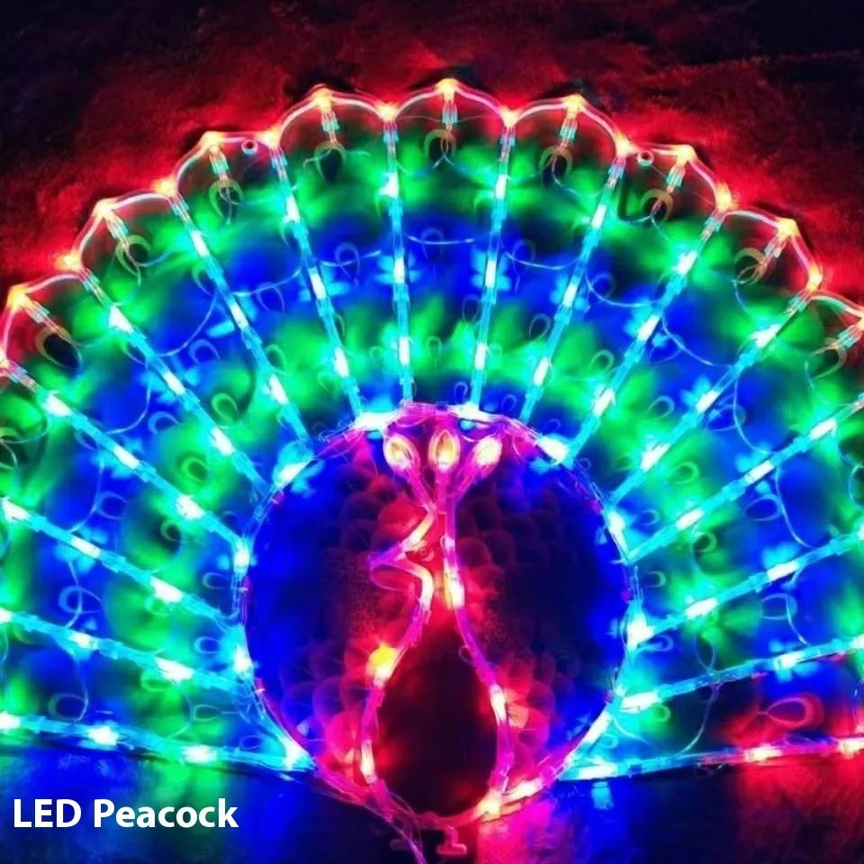 Outdoor Christmas decorative string lights with peacock, love, sunflower and star designs