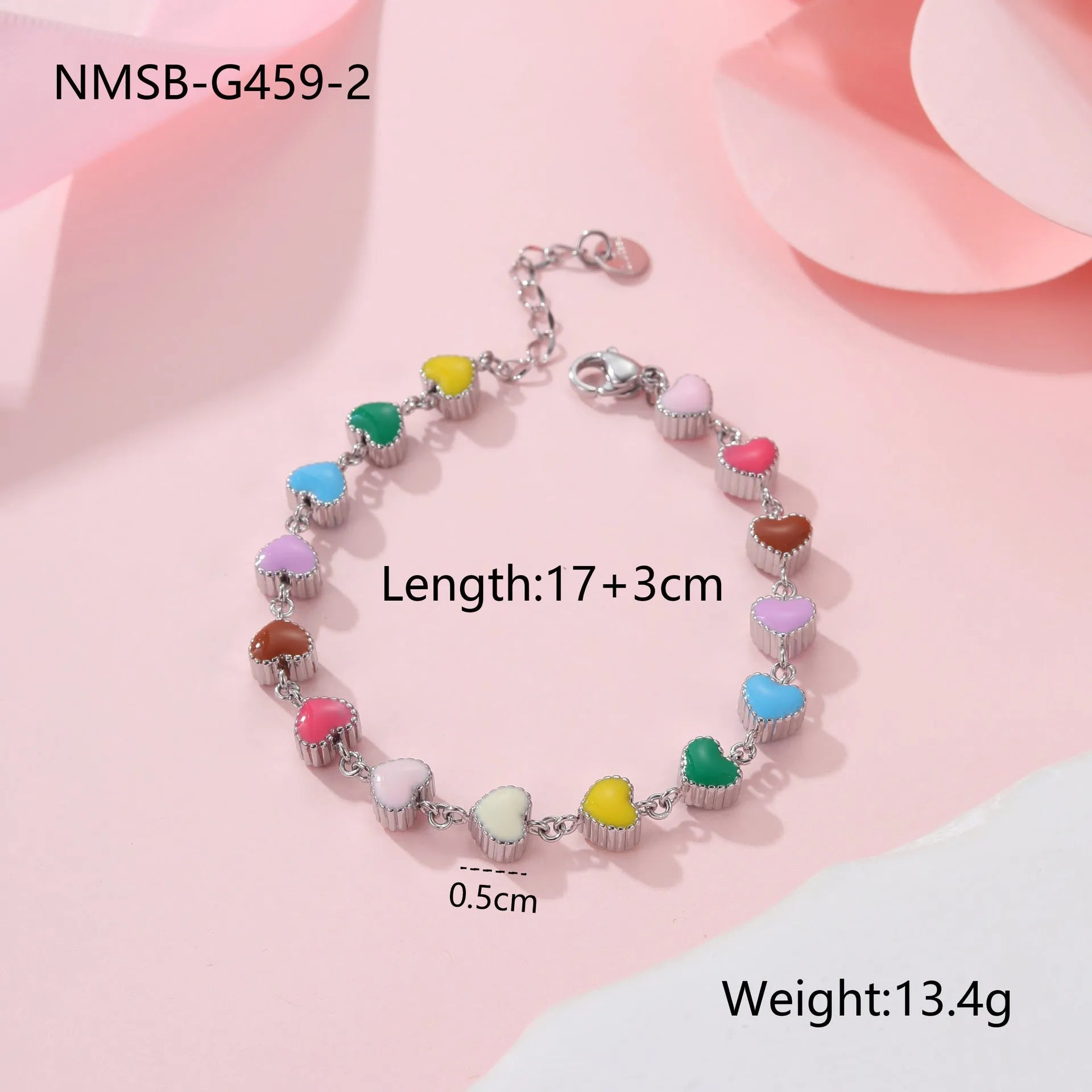 Gold or steel coloured women's bracelet with heart-shaped titanium steel pendant on stainless steel band