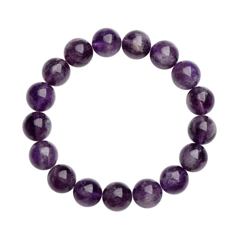 Natural feather amethyst crystal bracelet with scattered beads in Snow Mountain purple colour