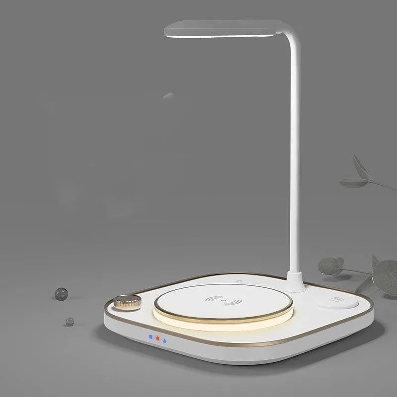 Three-in-one wireless magnetic charging dock with 15W fast charging and desk lamp in black, green or white