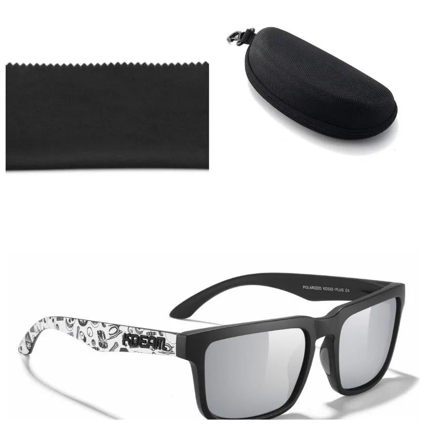 Polarized square sunglasses with TAC lens and PC frame in multiple colour options for outdoor use