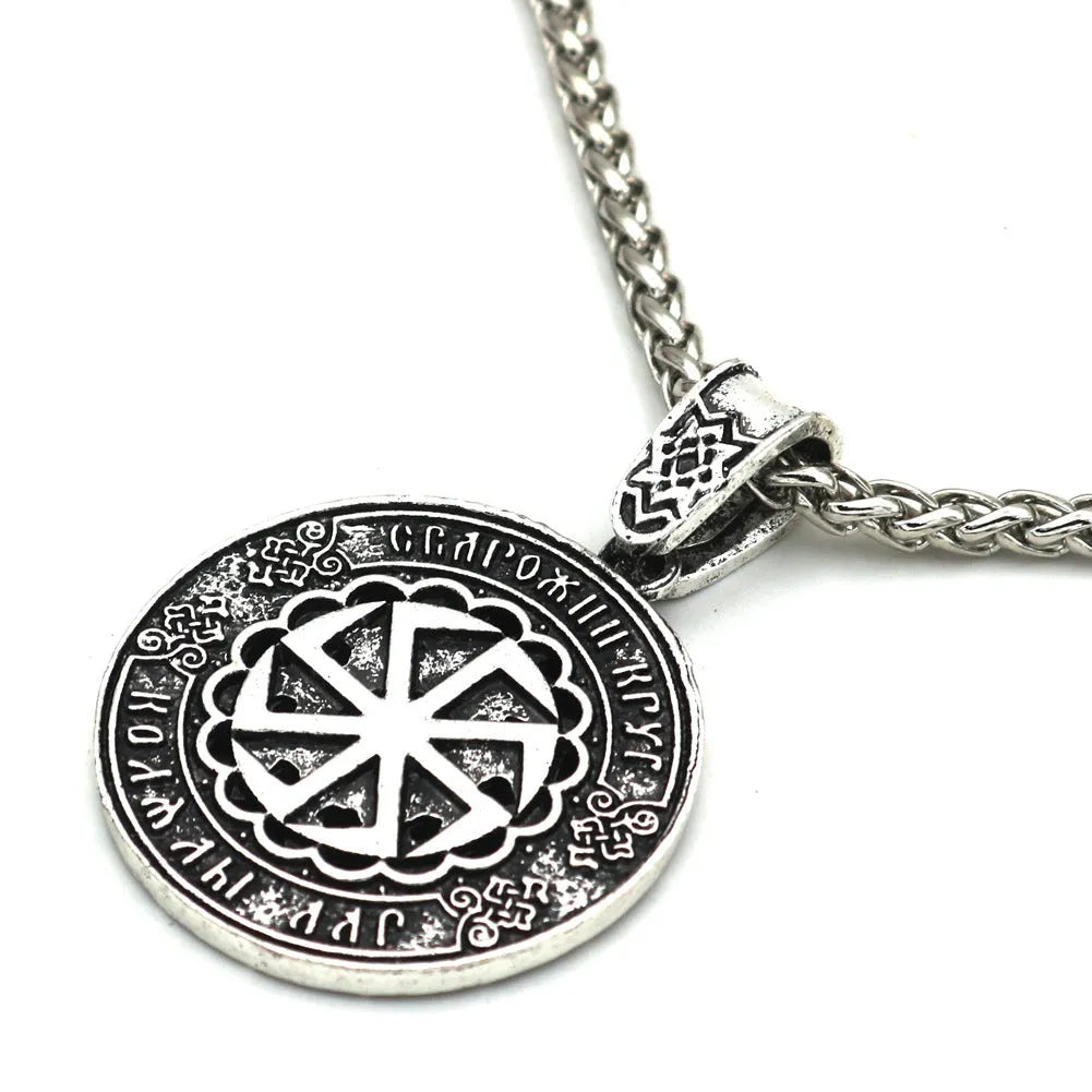 Lunavin ODing logo necklace with Nordic myth pendant on adjustable leather rope or snake bones chain