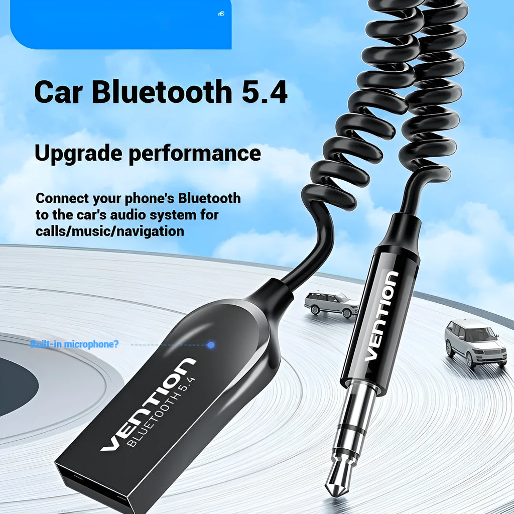 USB car Bluetooth audio receiver with zinc alloy USB connector and copper 3.5mm audio jack