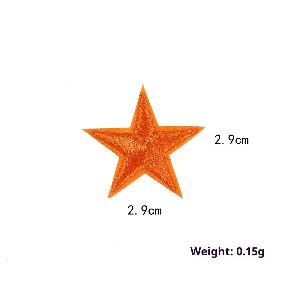 Colourful embroidered five-pointed star cloth stickers for DIY fabric decoration