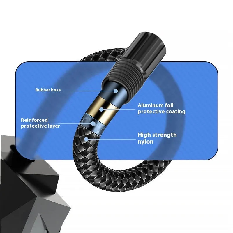 Black portable tyre inflator with digital display and LED light for vehicle use
