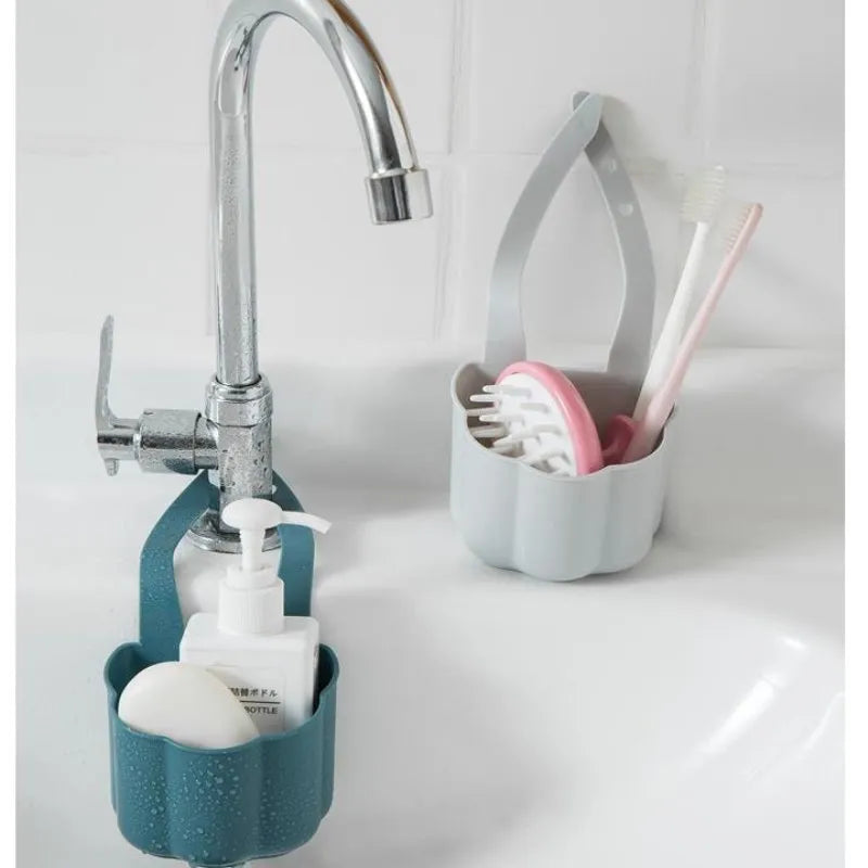 Nordic style plastic sink drain basket in dark blue measuring 20cm long