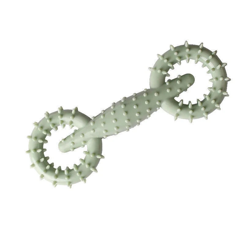 Blue TPR dog chew toy ring with textured surface for teething puppies