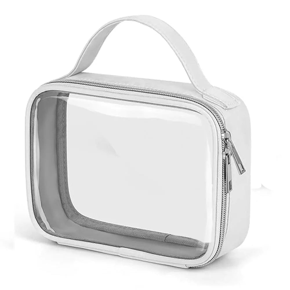 Transparent PVC wash bag with carrying chain for lipstick storage in multiple colour options